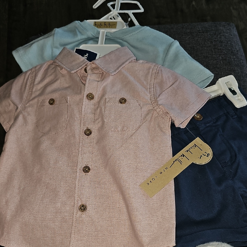 NWT Nicole Miller 3 Piece Short Set Toddler 12 Months Tee Shirt Summer